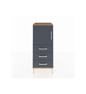 Hyperion Komodin 2 Raflı 3 Çekmeceli Tek Kapaklı 44x44x106 Çam-Antrasit