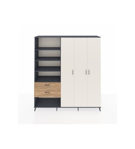 Hyperion Dolap 16 Raflı 2 Çekmeceli 3 Kapaklı 220x44x243 Antrasit-Aytaşı/Çam