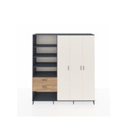Hyperion Dolap 16 Raflı 2 Çekmeceli 3 Kapaklı 220x44x243 Antrasit-Aytaşı/Çam