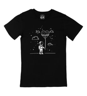 Aşık Astronot Siyah Tişört