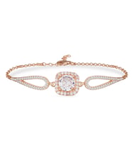 925 Ayar Gümüş Rose Gold Kare Pırlanta Modeli Bileklik