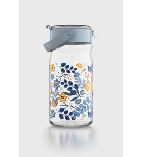 Renga Mono 1800 ml Çiçek Desenli Cam Kavanoz 132067 Mavi
