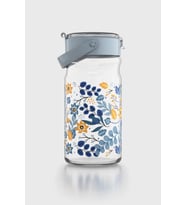 Renga Mono 1800 ml Çiçek Desenli Cam Kavanoz 132067 Mavi