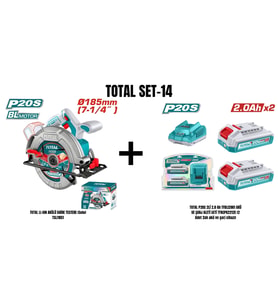 Total Set-14 (TOTAL LI-ION AKÜLÜ DAİRE TESTERE+2Lİ 2.0 Ah AKÜ VE ŞARJ ALETİ SETİ TFBCPK2212E)