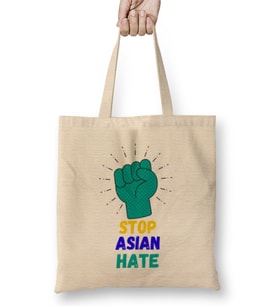 Stop Asian Hate, AAPI Asian Lives Matter Bez Çanta Uzun Saplı