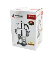 KLASİK ÇAY SETİ=DEMLİK - SU KAZANI ELEKTRİKLİ SEMAVER 60 BARDAK 6LT - TEK MUSLUK 1500W GİZLİ REZİSTANS (5343)