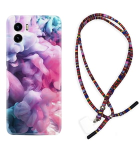 Vivo Y15S Y32 Y33S Y51 Y53S Kılıf Boyun Asklı Rasta Silikon Pink Cloud 1305