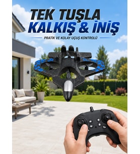 4 Pervaneli Jet Uçak Drone Uzaktan Kumandalı 360° Takla Renkli Işıklı Dengeli Uçuş