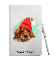 Kişiye Özel Köpek Tasarımlı Beyaz Defter Kalem Hediye Seti