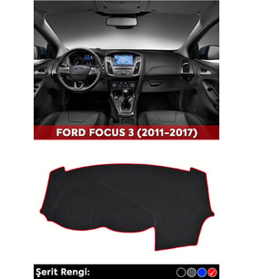 Ford Focus 3 (2011-2017) 3d Torpido Kılıfı Panel Koruyucu Göğüs Kaplama - Kırmızı Şerit