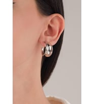 925 Ayar Gümüş 20 mm Rodyum Kaplama Şarnel HALKA  KÜPE
