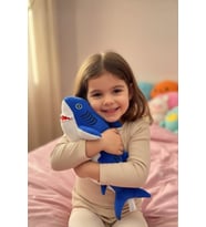 Müzikli Baby Shark Peluş Oyuncak 20 cm - Şarkı Söyleyen Yumuşak Uyku Arkadaşı (Lacivert)