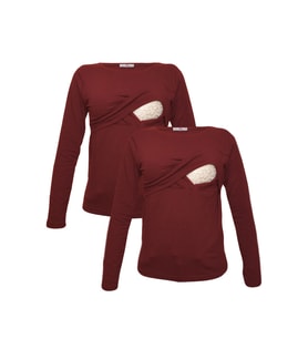 LuvmaBelly MYRA2703_2703 Emzirme tshirt seti (Kırmızı)