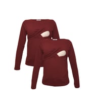 LuvmaBelly MYRA2703_2703 Emzirme tshirt seti (Kırmızı)