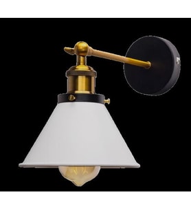 MYLİGHTS RETOR RUSTİK HAREKETLİ BEYAZ BAŞLIKLI APLİK KONİK DUVAR LAMBASI 18CM EN (Siyah)