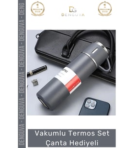 #ÇelikTermos Vakumlu Çelik Termos Bardaklı Kamp ğcılık Piknik Isı Koruyucu Set Çanta Hediyeli 550 Ml