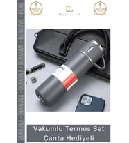 #ÇelikTermos Vakumlu Çelik Termos Bardaklı Kamp ğcılık Piknik Isı Koruyucu Set Çanta Hediyeli 550 Ml