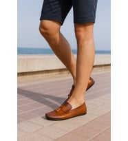 Growish GR0175 Hakiki Deri Üst Kalite Saraçlı Püsküllü Erkek Loafer Günlük Ayakkabı (Koyu Kahverengi )
