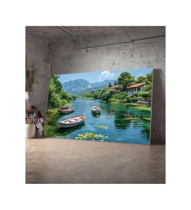 Kanvas Tablo Maviliğin Esintisi Tekne Huzur Dekoratif Manzara Kanvas Tablo 30 X 40