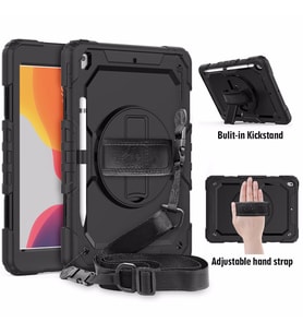 Apple iPad 9. 8. 7. Nesil 10.2" Kılıf Defender Askılı Pars Case Fuji A2197 A2200 (Siyah)