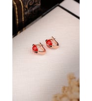 ENCİLİ SİLVER 925 Ayar Gümüş Uğur Böceği Model Çocuk J Küpe (Rose)