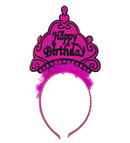 Happy Birthday Neon Fuşya Renk Doğum Günü Tacı 24x15 cm