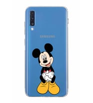 Samsung Galaxy A70  Kamera Korumalı  Kapak Mickey Mouse Tasarımlı  Şeffaf Kılıf