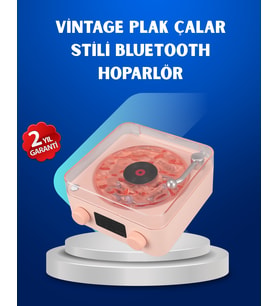 Retro Saatli Bluetooth Hoparlör – Gece Lambalı Kristal Ses Kalitesi