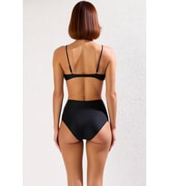 Kadın Bikini Takımı Bralette Üst Hipster Alt Balensiz Yüksek Bel Kolsuz Örme Kumaş Düz Desen