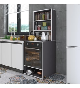 Kenzlife ankastre fırın dolabı canfeza gri 165*60*56 mutfak raflı