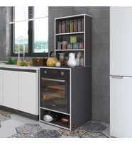 Kenzlife ankastre fırın dolabı canfeza gri 165*60*56 mutfak raflı