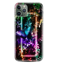 Apple iPhone 11 12 13 14 Pro Max Kılıf Desemli Silikon Butterfly Neon 1684
