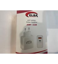 Elba ELB15 25W 3.0A Usb-A To Usb-C Çift Girişli Hızlı Şarj Akım Koruma Isıya Dayanıklı EV Şarj Kafa