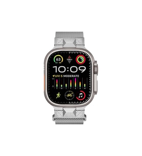 Apple Watch Ultra 49mm Uyumlu Zore KRD-107 Metal Hasır Kordon (Gümüş)