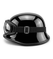 Motosiklet Chopper Kaskı Yarım Retro Cruiser Gözlüklü Kask Black