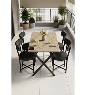 Mutfak Masası 4 Sandalyeli Set 110x70 cm Modern Bahçe Cafe Masa Takımı 4 Kişilik Tedy 9883 Anstrasit