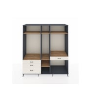 Kronos Dolap 7 Raflı 4 Çekmeceli 3 Askılı 220x59x243 Antrasit-Çam/Aytaşı