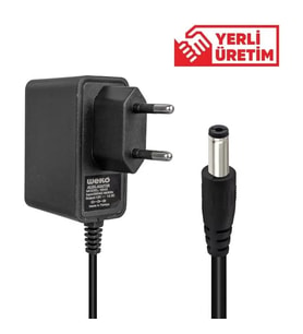 Weko 12 Volt 1 Amper 10 Watt Plastik Kasa Priz Tipi Adaptör (5.5X2.5 Uçlu)