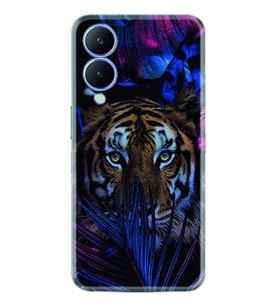Vivo Y17S Kılıf Resimli Desenli Baskılı Silikon Flowers Tiger 1319