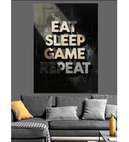 "Eat Sleep Game Repeat" Poster Dekoratif Kanvas - Mdf Ahşap Tablo