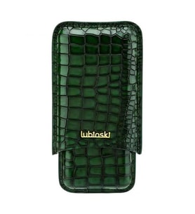 Lubinski Deri 3'lü Puro Kılıfı Yeşil Croco(60 Ring) LB-512