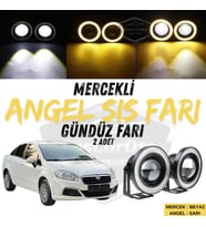 Fiat Linea 2007-2018 Uyumlu Mercekli Angel Sis Farı Metal 76 mm Sarı Halkalı Gündüz Farı 2 Adet