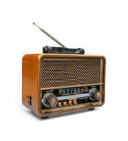 Nostalji Ahşap Görünüm Eskitme Radyo,Güneş Panelli Nostaljik Radyo (Kahverengi-Beyaz)