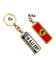 Kişiye Özel Ferrari Bayrak Logo Tema Plaka Anahtarlık (Altın)