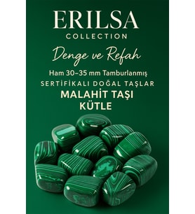 Sertifikalı Doğal Malahit Taşı Kütle 30-35 mm – Denge ve Refah Kristali El Taşı (Çok Renkli)