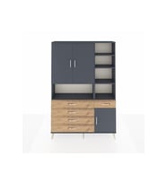 Arges Dolap 8 Raflı 5 Çekmeceli 3 Kapaklı 132x30x195 Antrasit-Antrasit/Çam