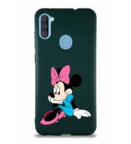 Samsung Galaxy A11 Soft Premier Kapak Minnie Mouse-E Tasarımlı Silikon Kılıf - Yeşil (Şeffaf)