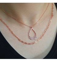 Taşlı Damla Kolye (Rose - Gold)