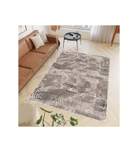 Rovigo Home Dijital Baskı Yıkanabilir Kaymaz Taban Salon Halısı RVG0613 (Kahverengi)
