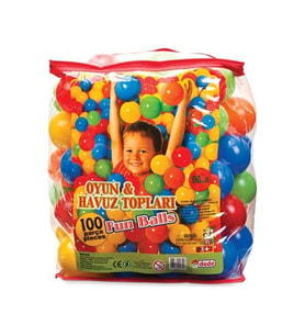 Dede Oyun ve  Havuz Topu 9 CM 100 Adet Pvc Torbada